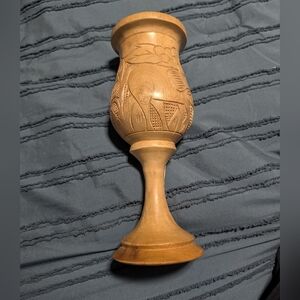 Elegant Carved Wooden Vase